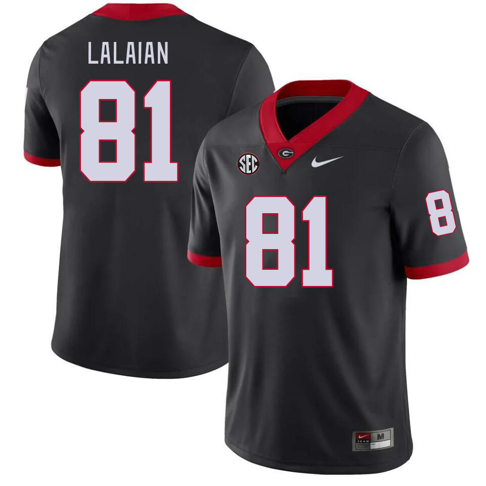 Georgia Bulldogs #81 David Lalaian College Football Jerseys Stitched-Black